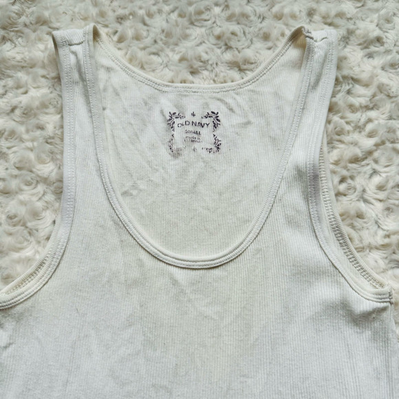Old Navy White Ribbed Cotton Layer Thick Straps Tank Top Size Small - Picture 1 of 5